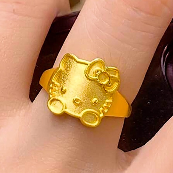 Sanrio Jewelry - Sanrio Gold-Plated Hello Kitty Adjustable Stainless Steel Ring
